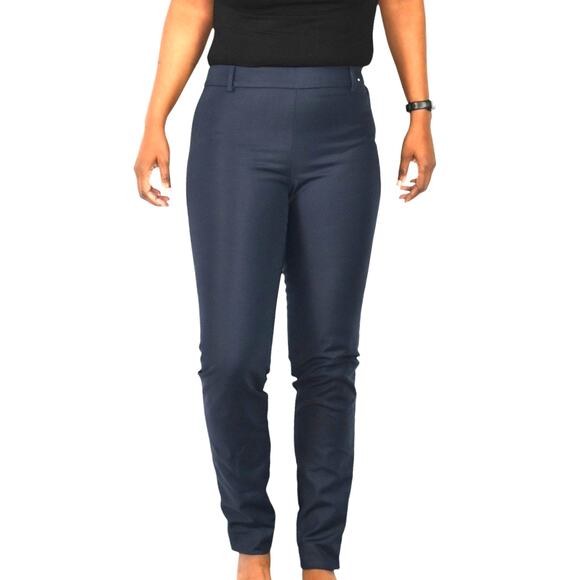 Max Mara Ankle Zip Pant Blue Navy Mid Rise All Seasons Trouser Dress Slim Size 2 - Picture 9 of 15